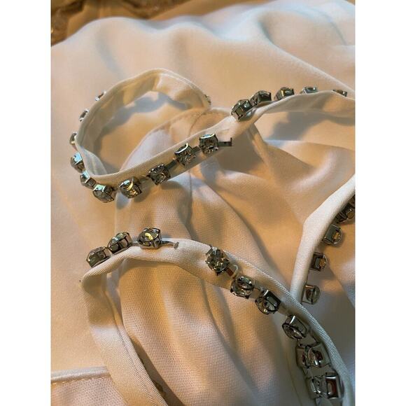 Mac Duggal Sweetheart Evening Gown 2 Rhinestone White Maxi Dress bridal xs 55706 - Picture 7 of 12